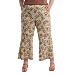 Max Studio Career Casual Pull-on Wide Leg Pants In Cream/clay All blooms 3X